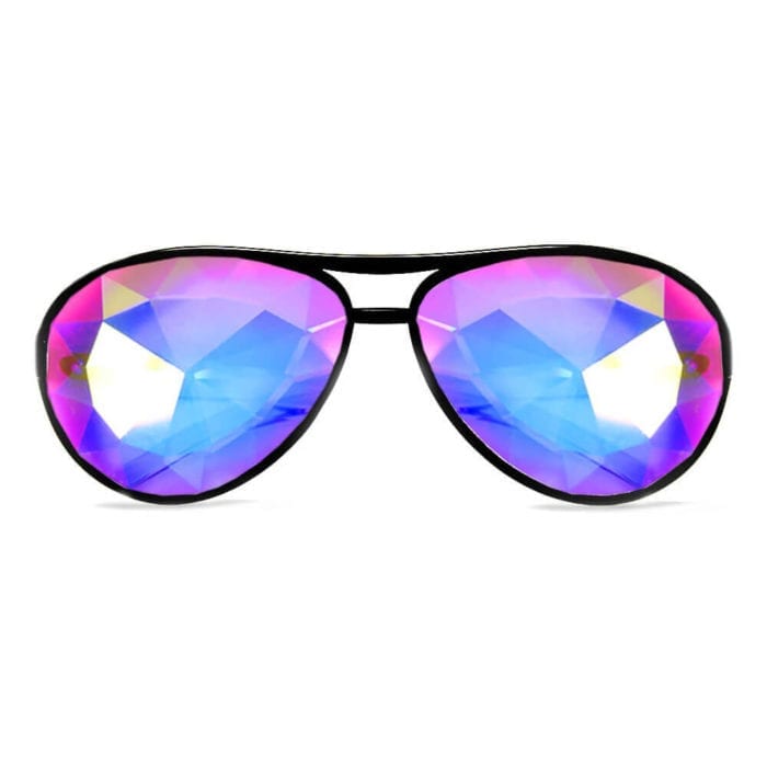 Aviator Style Kaleidoscope Glasses – Black