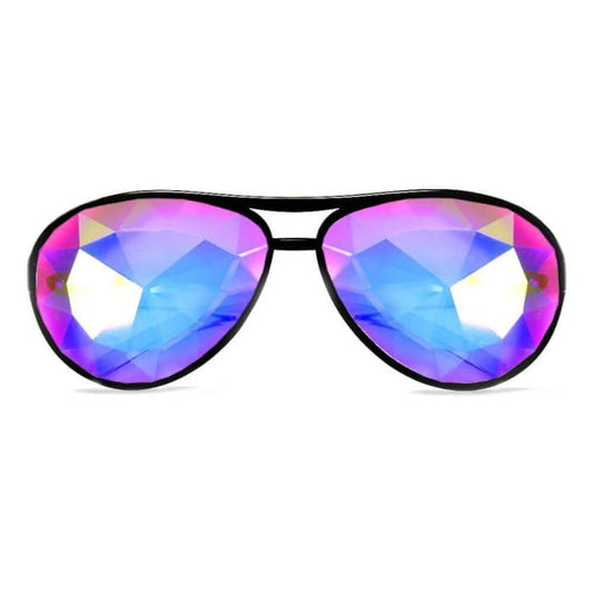 Aviator Style Kaleidoscope Glasses – Black