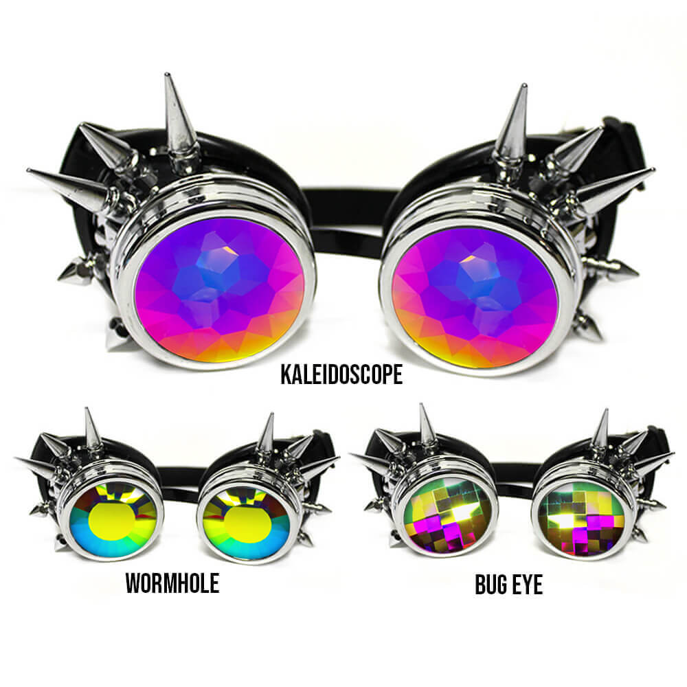 Chrome Spike Kaleidoscope Goggles